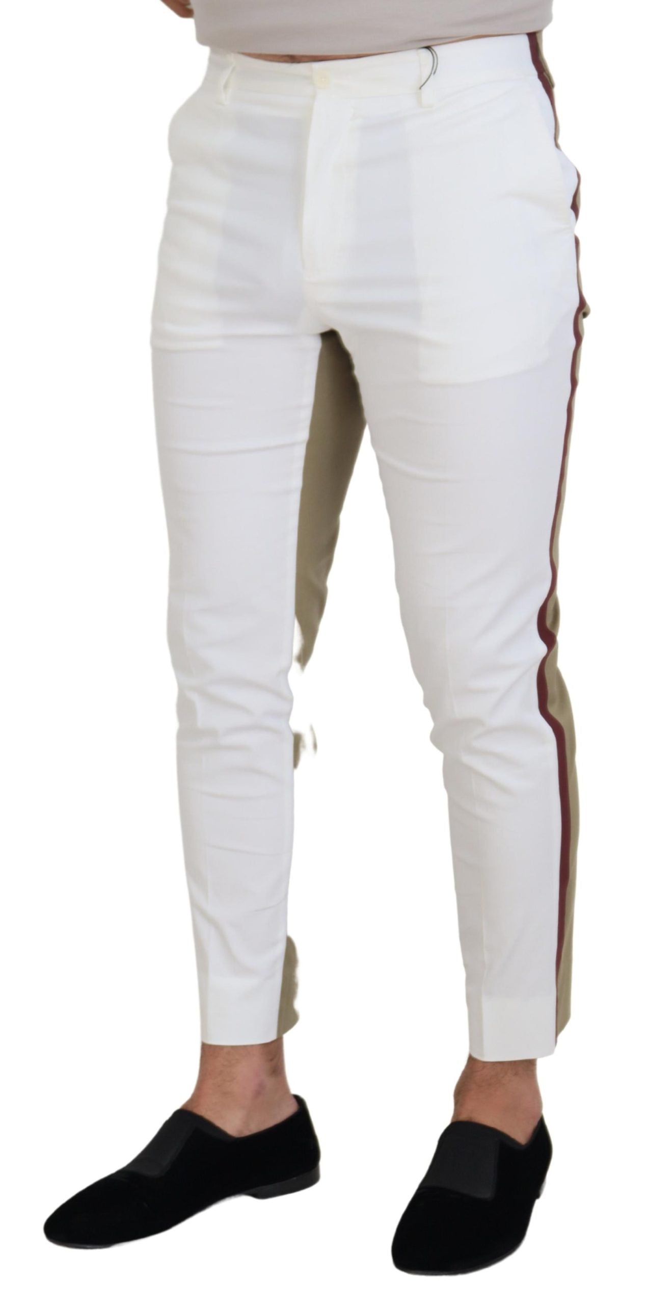 Pantalon chino blanc et marron slim fit Dolce &amp; Gabbana