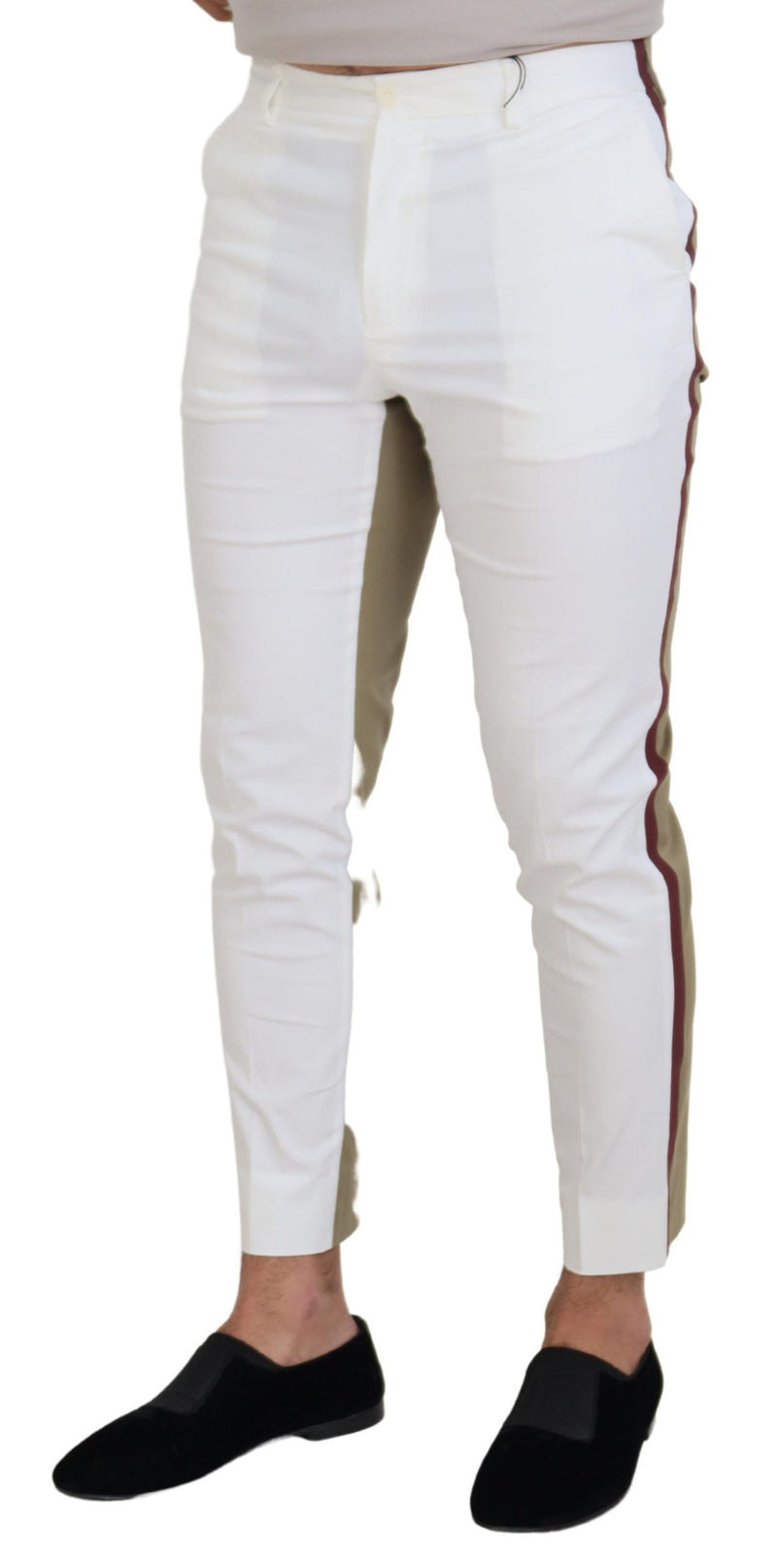 Pantalon chino blanc et marron slim fit Dolce &amp; Gabbana