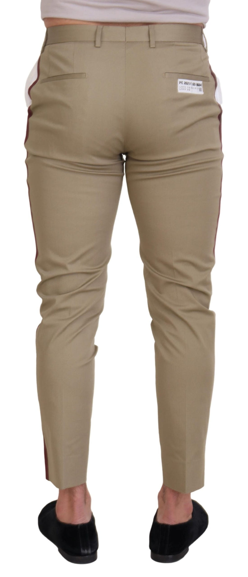 Pantalon chino blanc et marron slim fit Dolce &amp; Gabbana