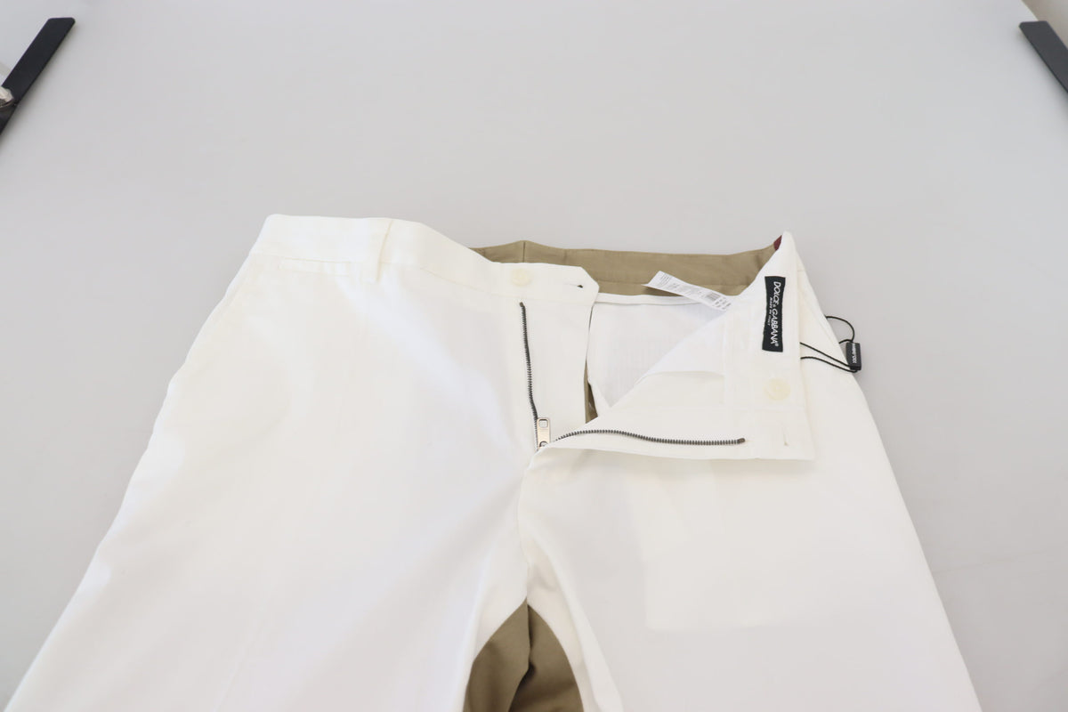 Pantalon chino blanc et marron slim fit Dolce &amp; Gabbana