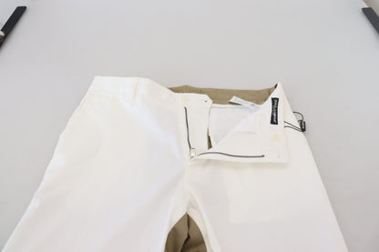 Pantalon chino blanc et marron slim fit Dolce &amp; Gabbana