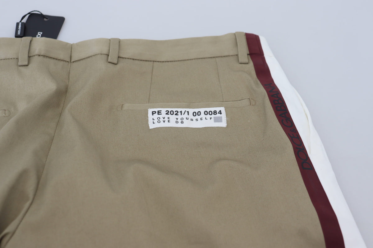 Pantalon chino blanc et marron slim fit Dolce &amp; Gabbana