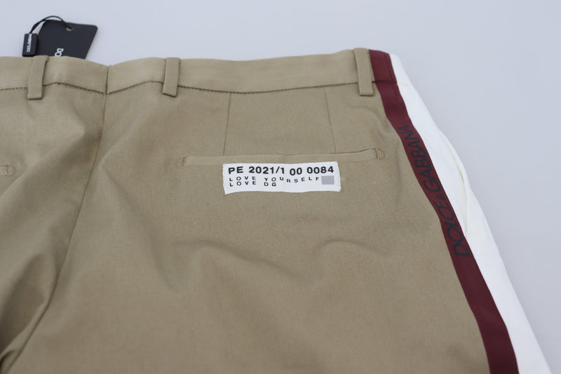 Pantalon chino blanc et marron slim fit Dolce &amp; Gabbana