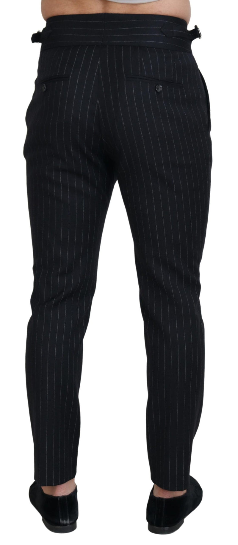 Pantalon chino rayé en laine noire Dolce &amp; Gabbana