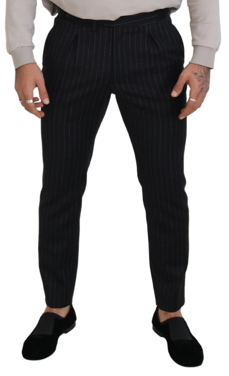 Pantalon chino rayé en laine noire Dolce &amp; Gabbana
