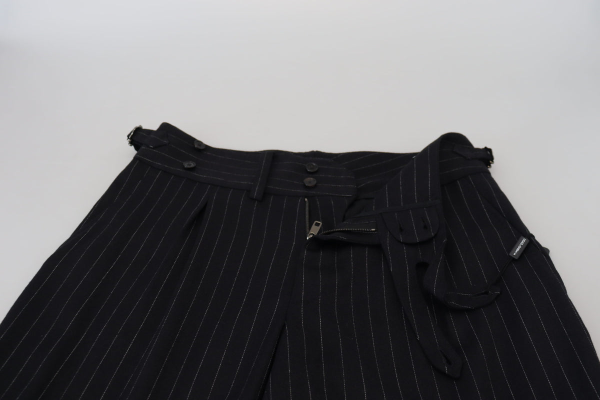 Pantalon chino rayé en laine noire Dolce &amp; Gabbana