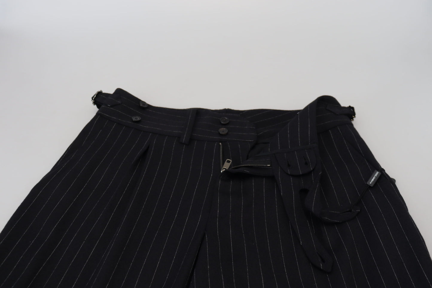 Pantalon chino rayé en laine noire Dolce &amp; Gabbana