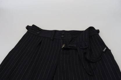 Pantalon chino rayé en laine noire Dolce &amp; Gabbana