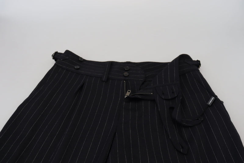 Pantalon chino rayé en laine noire Dolce &amp; Gabbana