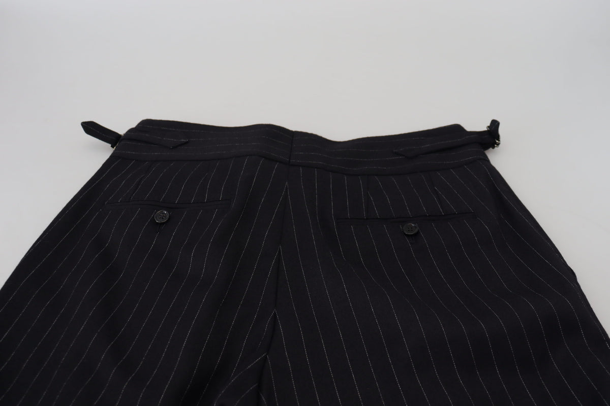 Pantalon chino rayé en laine noire Dolce &amp; Gabbana