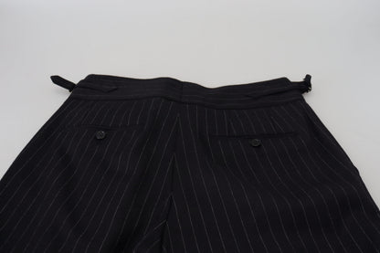 Pantalon chino rayé en laine noire Dolce &amp; Gabbana
