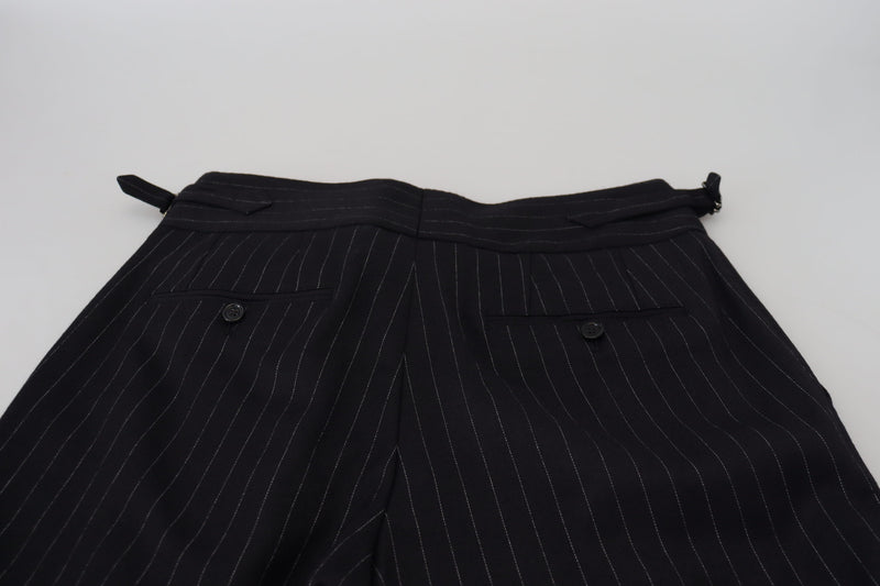 Pantalon chino rayé en laine noire Dolce &amp; Gabbana