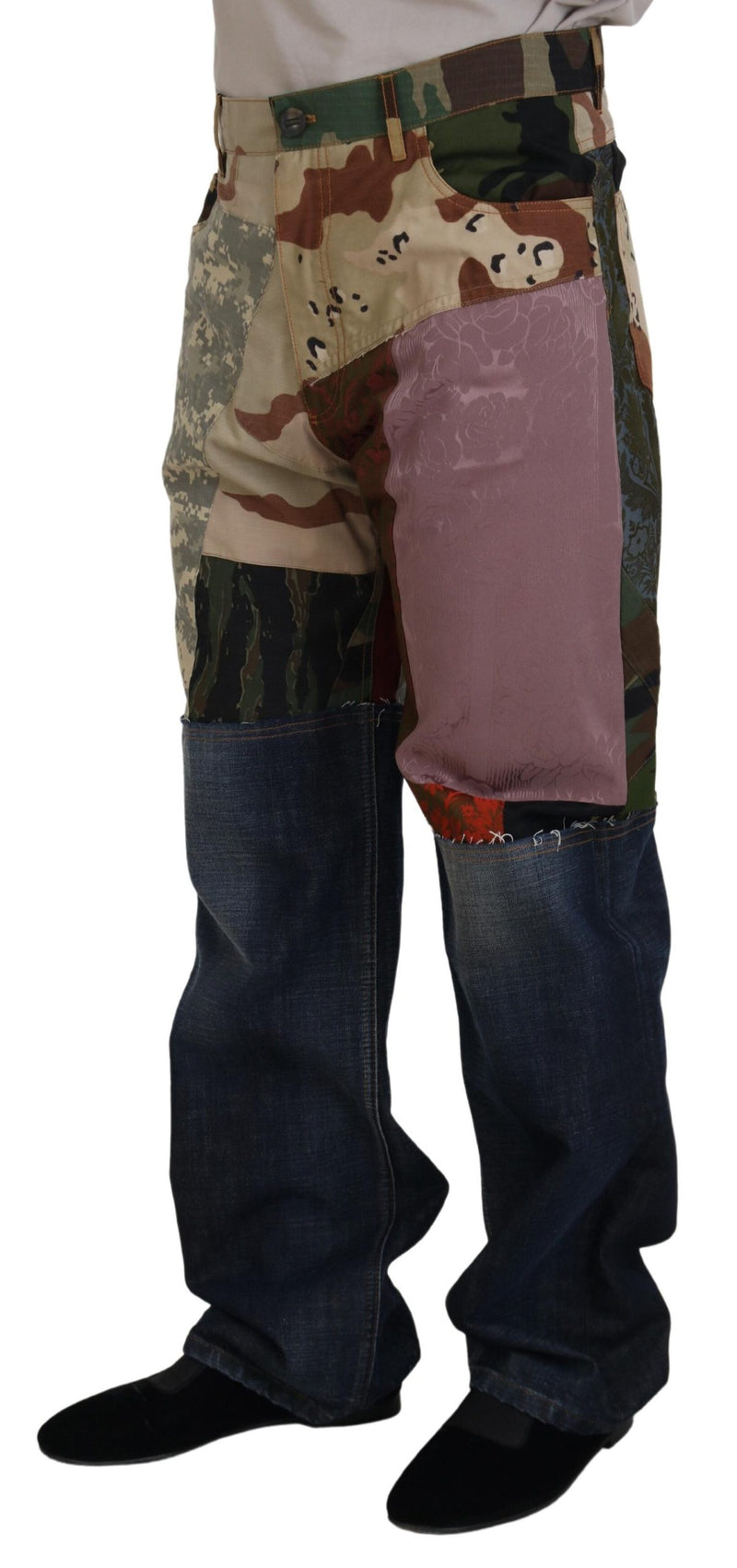 Jeans en jean patchwork multicolore en soie pour homme de Dolce &amp; Gabbana