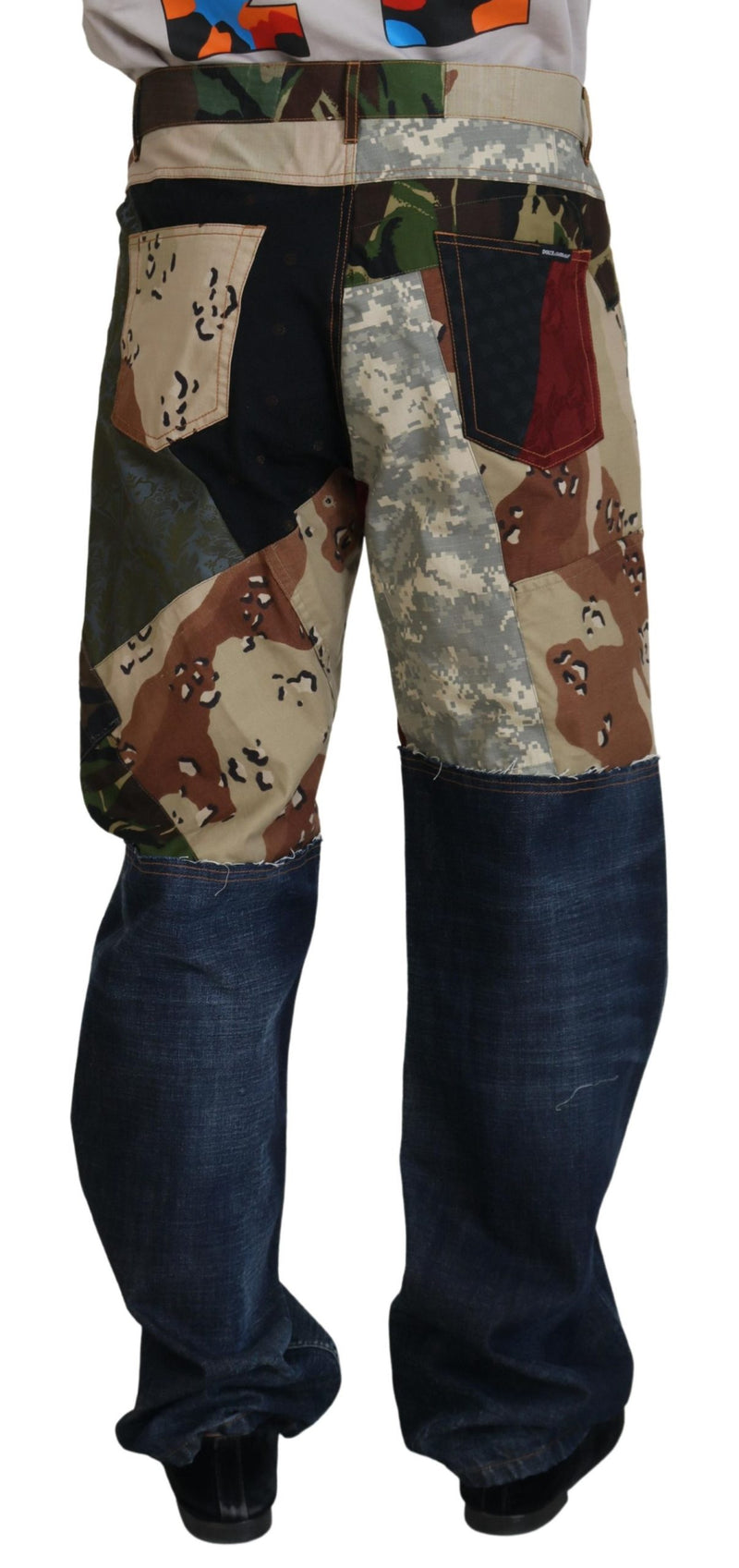 Jeans en jean patchwork multicolore en soie pour homme de Dolce &amp; Gabbana