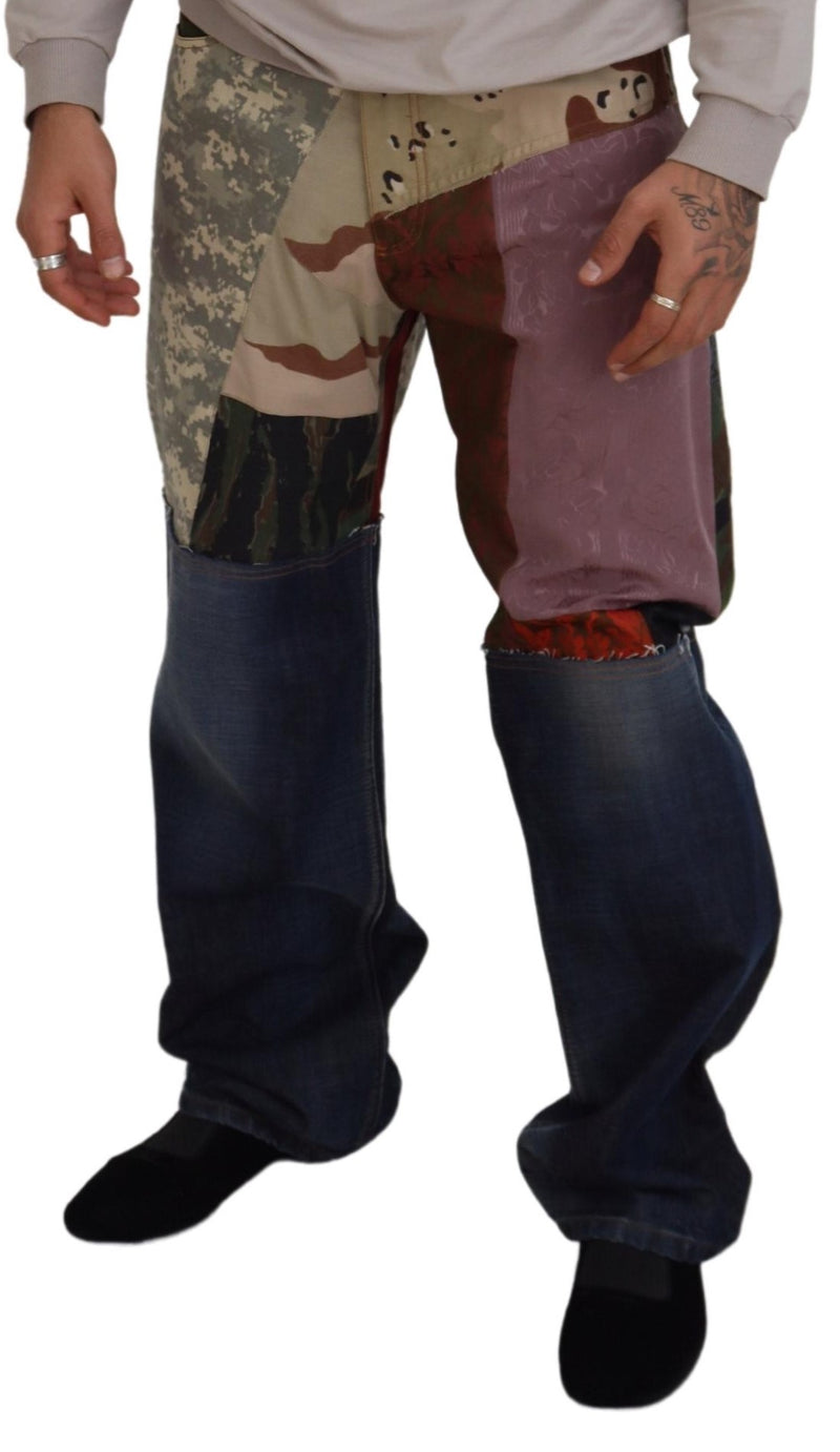 Jeans en jean patchwork multicolore en soie pour homme de Dolce &amp; Gabbana