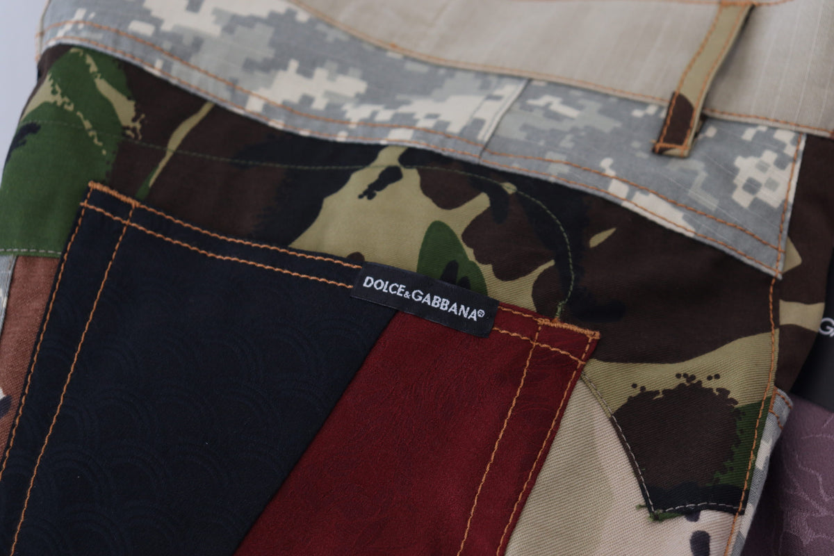 Jeans en jean patchwork multicolore en soie pour homme de Dolce &amp; Gabbana