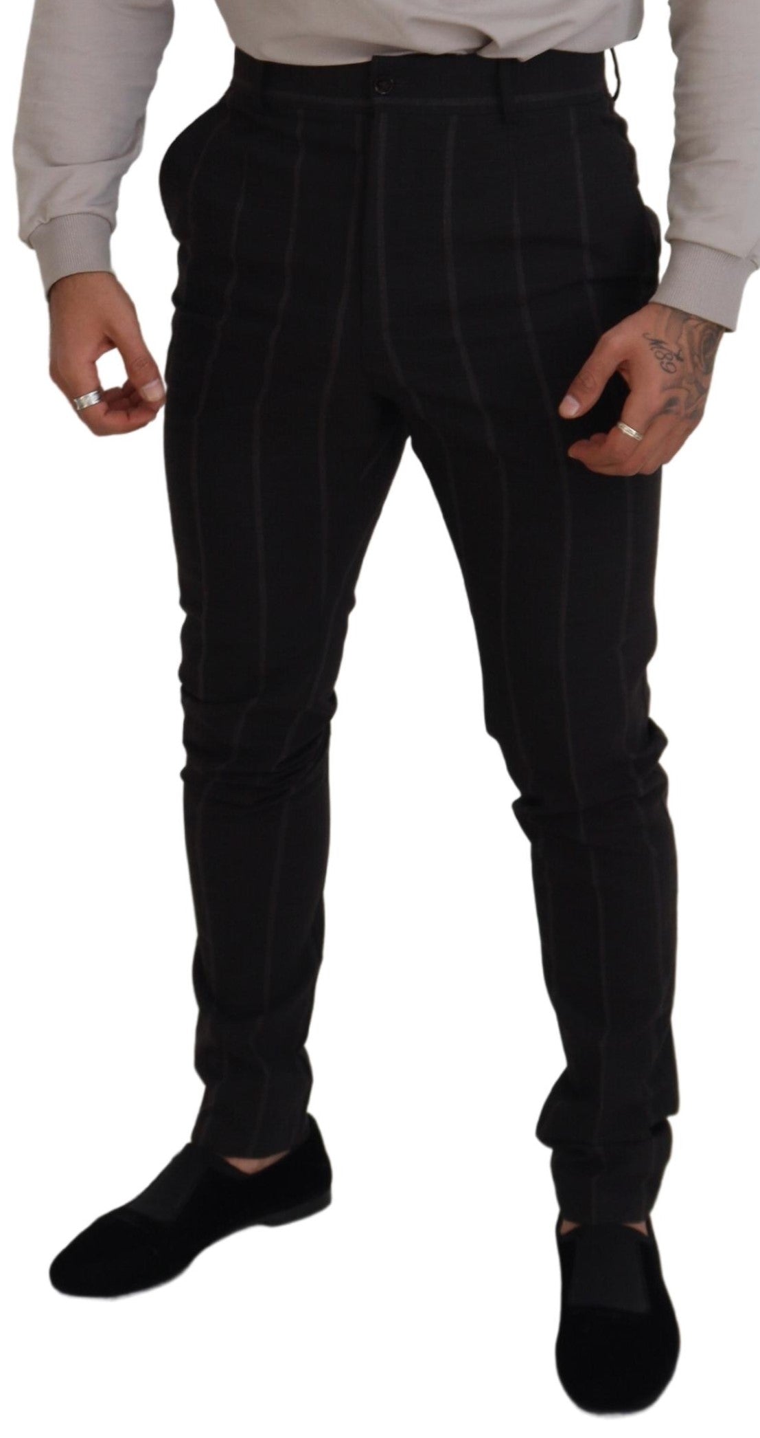 Pantalon Chino Formel Noir en Laine Dolce &amp; Gabbana pour Homme
