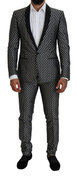 Dolce & Gabbana MARTINI Slim Fit Suit - Black White Silk