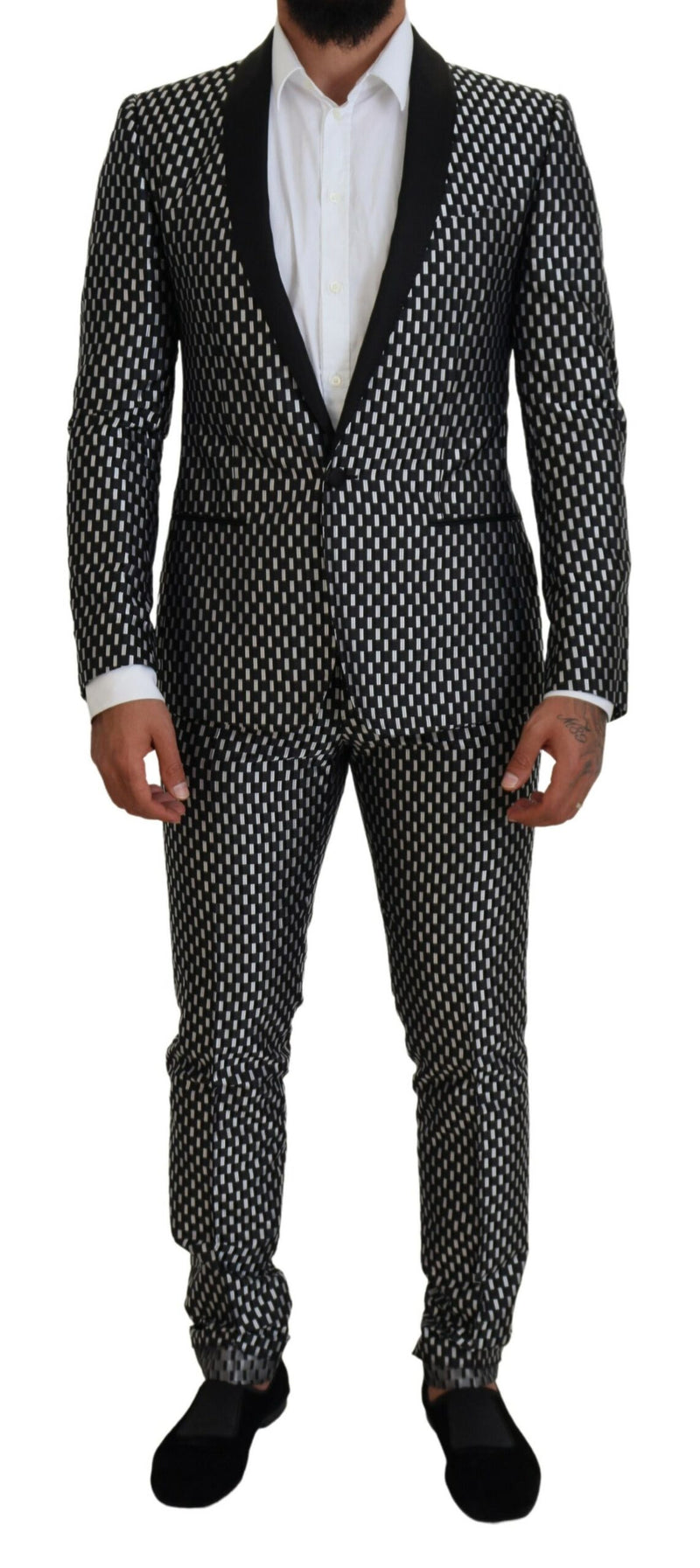 Dolce & Gabbana MARTINI Slim Fit Suit - Black White Silk