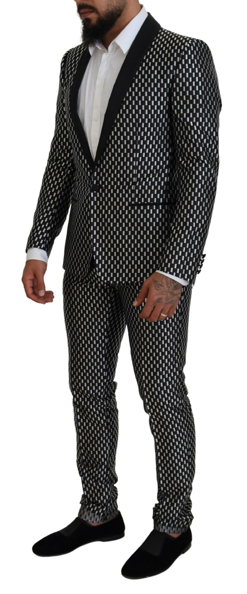 Dolce & Gabbana MARTINI Slim Fit Suit - Black White Silk