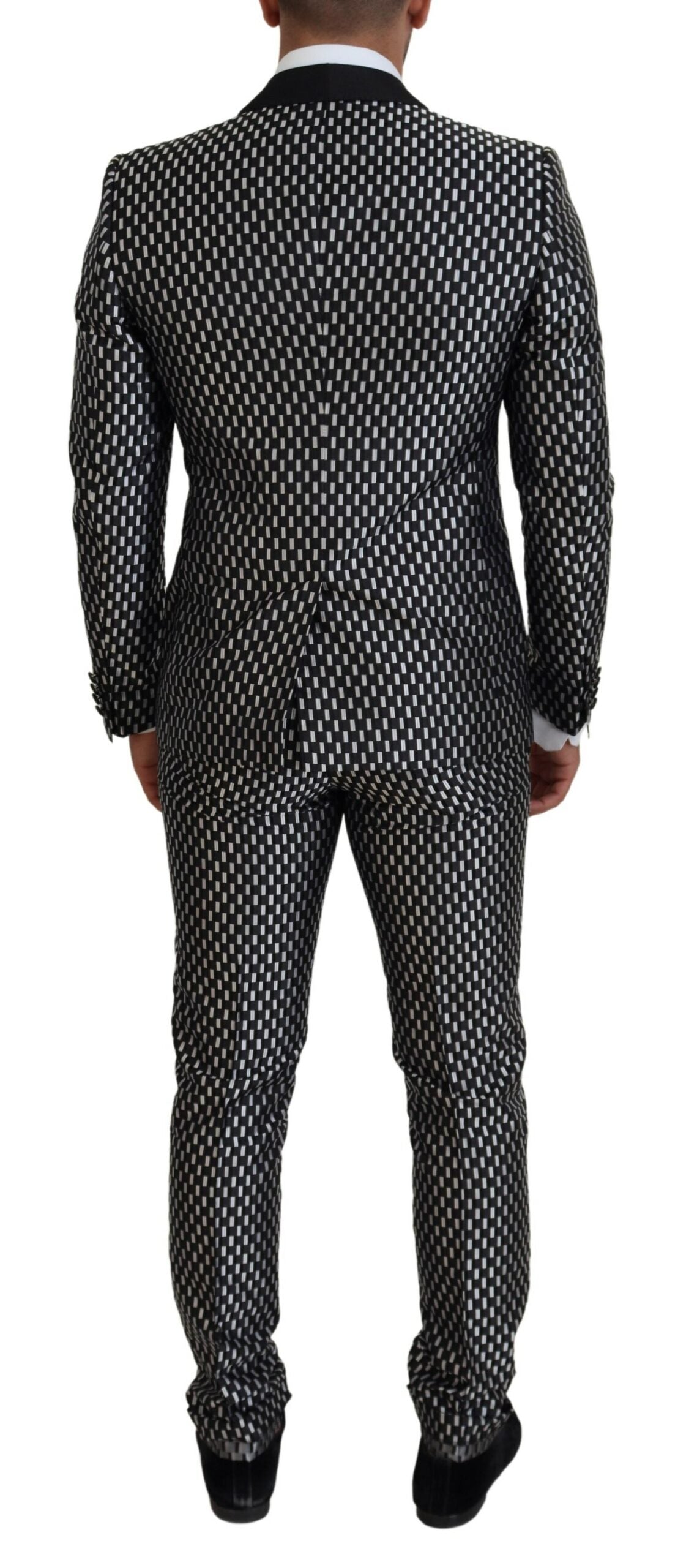Dolce & Gabbana MARTINI Slim Fit Suit - Black White Silk