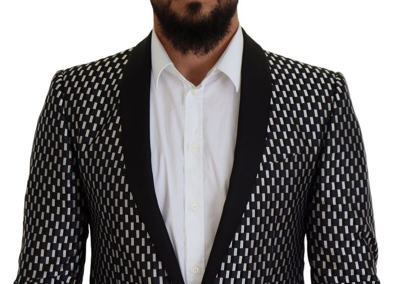 Dolce & Gabbana MARTINI Slim Fit Suit - Black White Silk