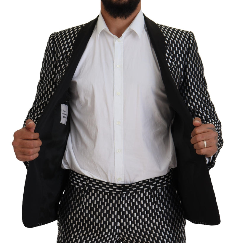 Dolce & Gabbana MARTINI Slim Fit Suit - Black White Silk