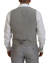 Dolce & Gabbana Costume Slim Fit 3 Pièces en Laine et Soie Argent
