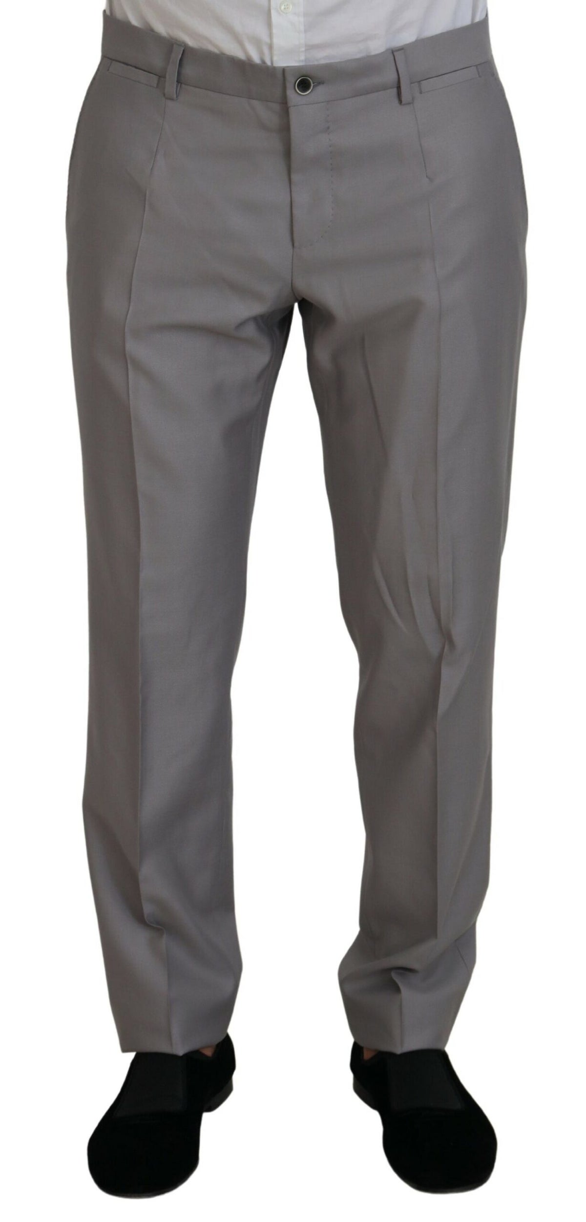 Dolce & Gabbana Costume Slim Fit 3 Pièces en Laine et Soie Argent