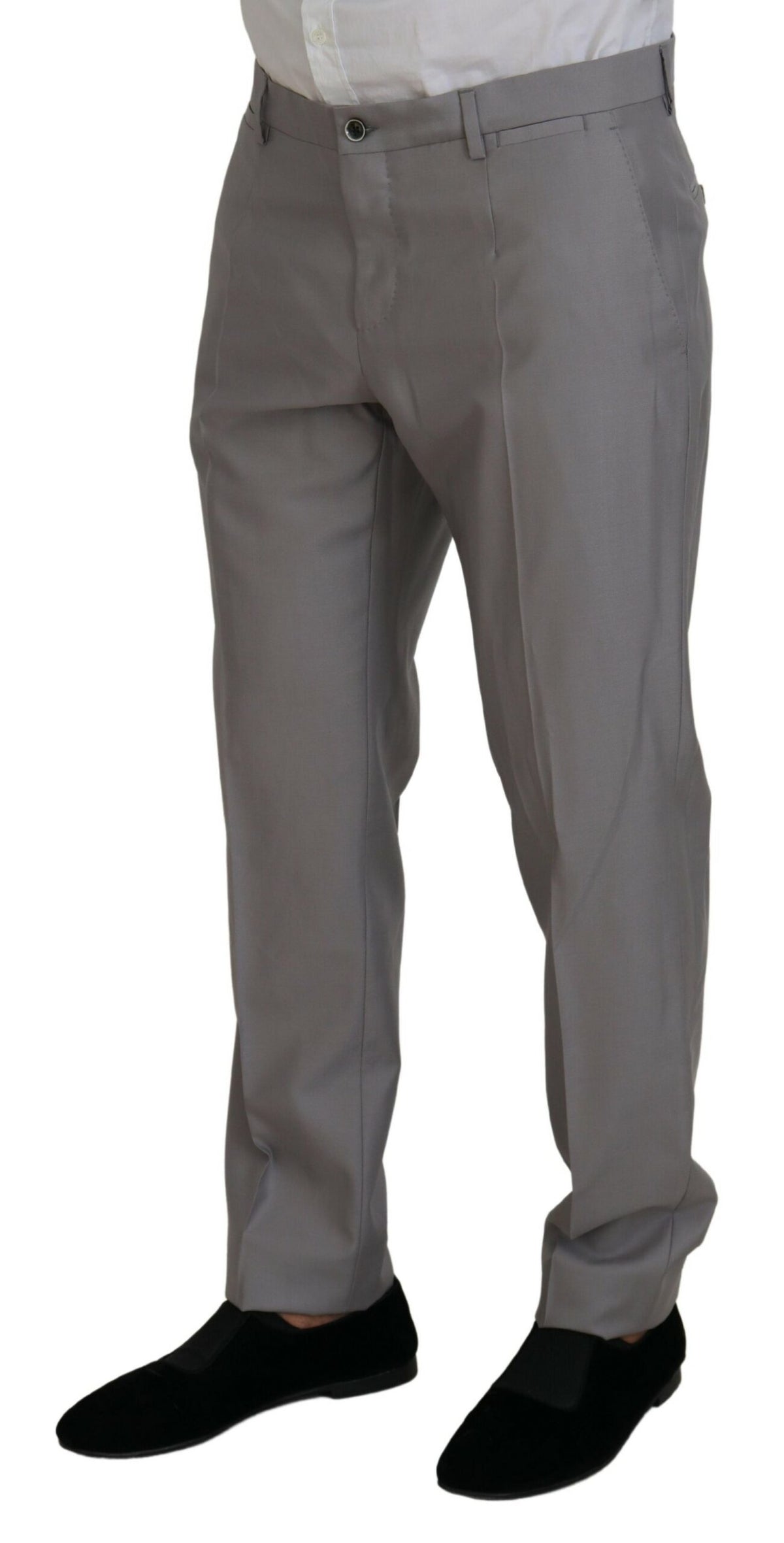 Dolce & Gabbana Costume Slim Fit 3 Pièces en Laine et Soie Argent