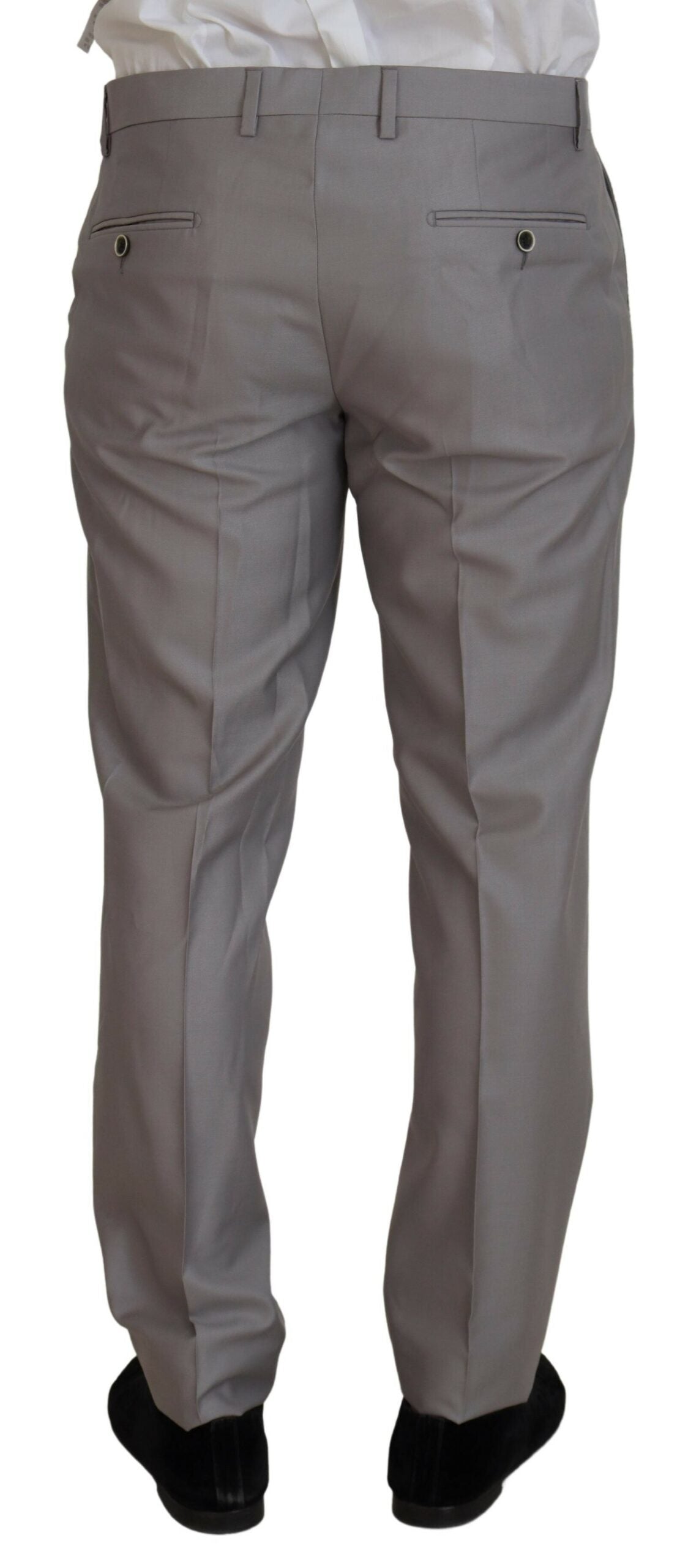 Dolce & Gabbana Costume Slim Fit 3 Pièces en Laine et Soie Argent