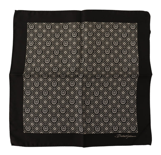 Foulard carré noir à motifs et logo DG Dolce & Gabbana