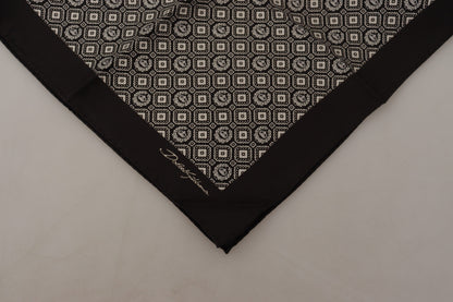 Foulard carré noir à motifs et logo DG Dolce & Gabbana
