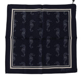 Foulard carré imprimé hippocampe bleu Dolce &amp; Gabbana DG