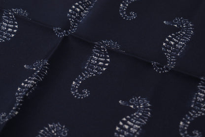 Foulard carré imprimé hippocampe bleu Dolce & Gabbana DG