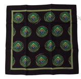 Foulard carré imprimé plumes de paon noir Dolce &amp; Gabbana