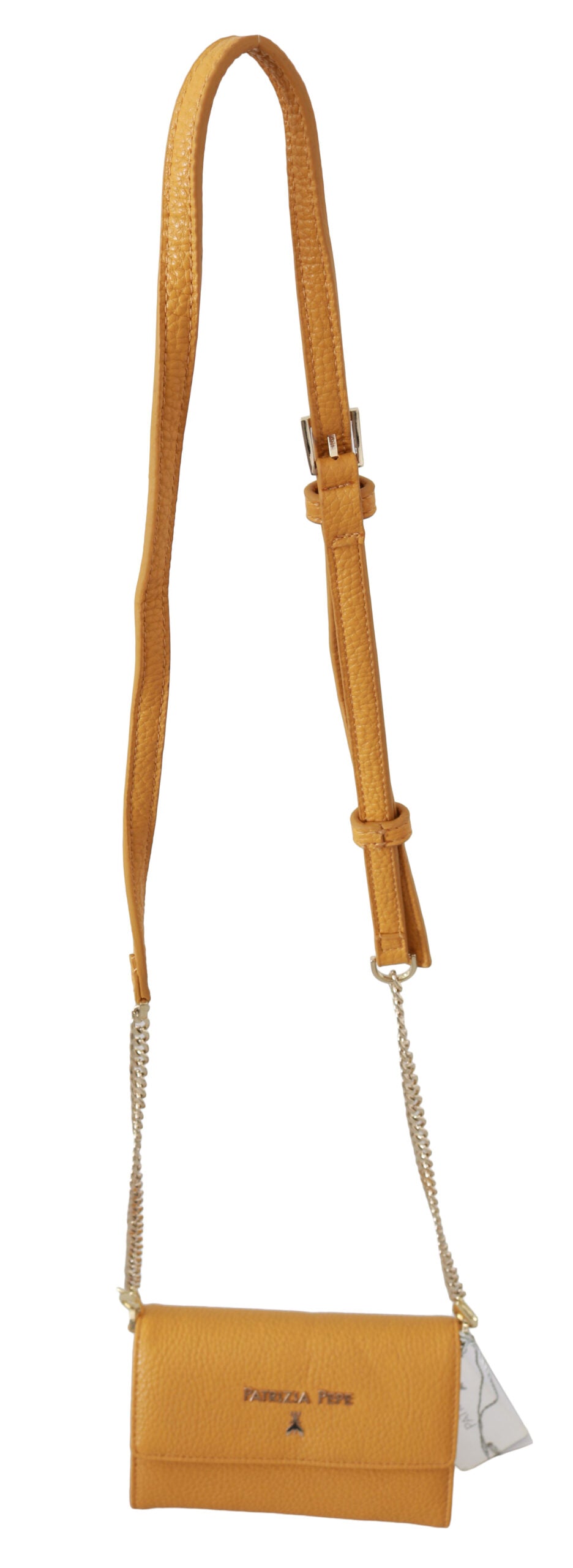 Sac bandoulière en cuir jaune avec logo Patrizia Pepe