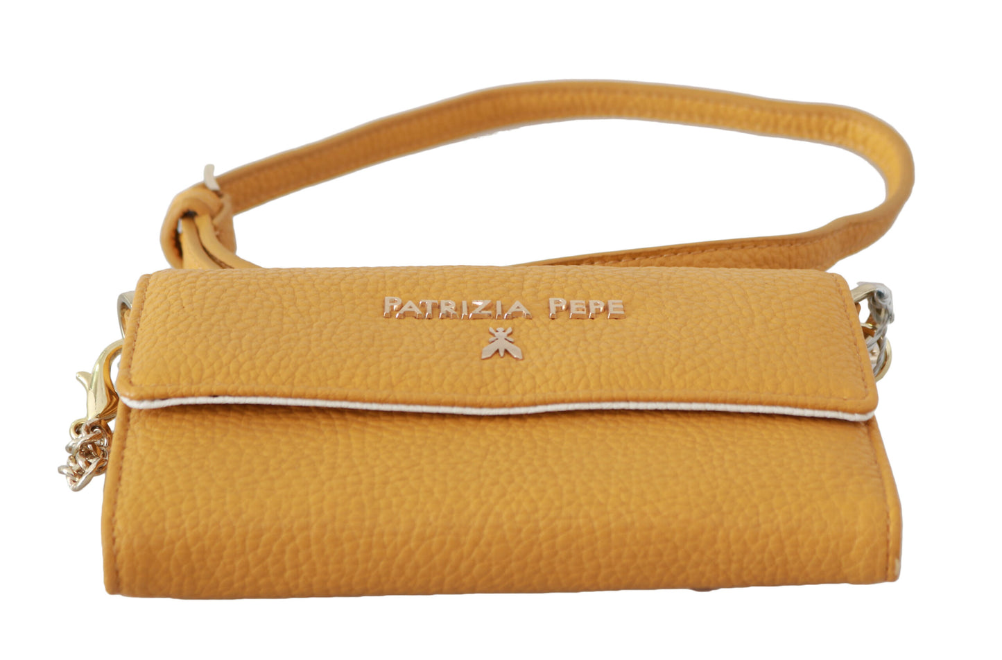 Sac bandoulière en cuir jaune avec logo Patrizia Pepe