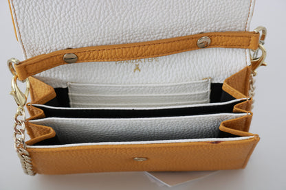 Sac bandoulière en cuir jaune avec logo Patrizia Pepe