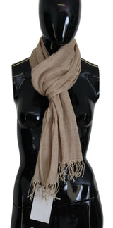 Foulard Frangé Beige en Coton de Costume National