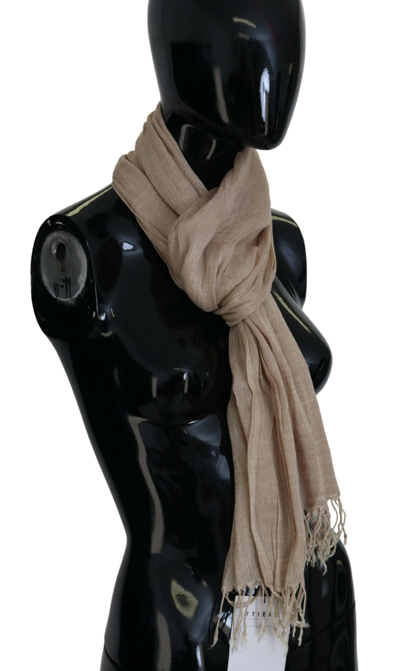 Foulard Frangé Beige en Coton de Costume National