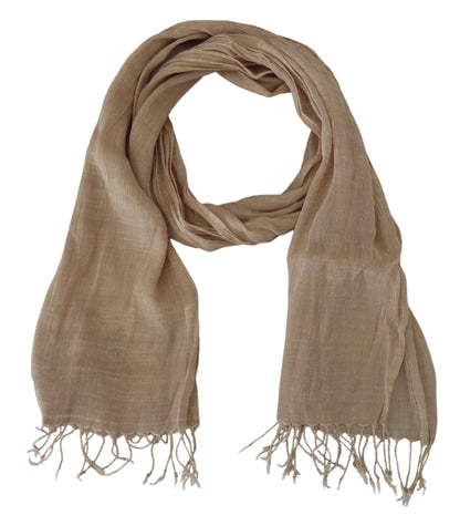 Costume National Châle en coton beige Foulard à franges