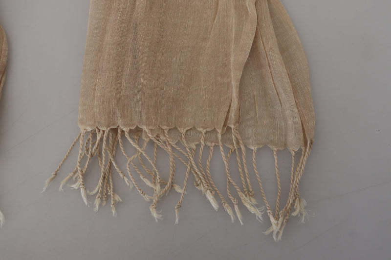 Foulard Frangé Beige en Coton de Costume National
