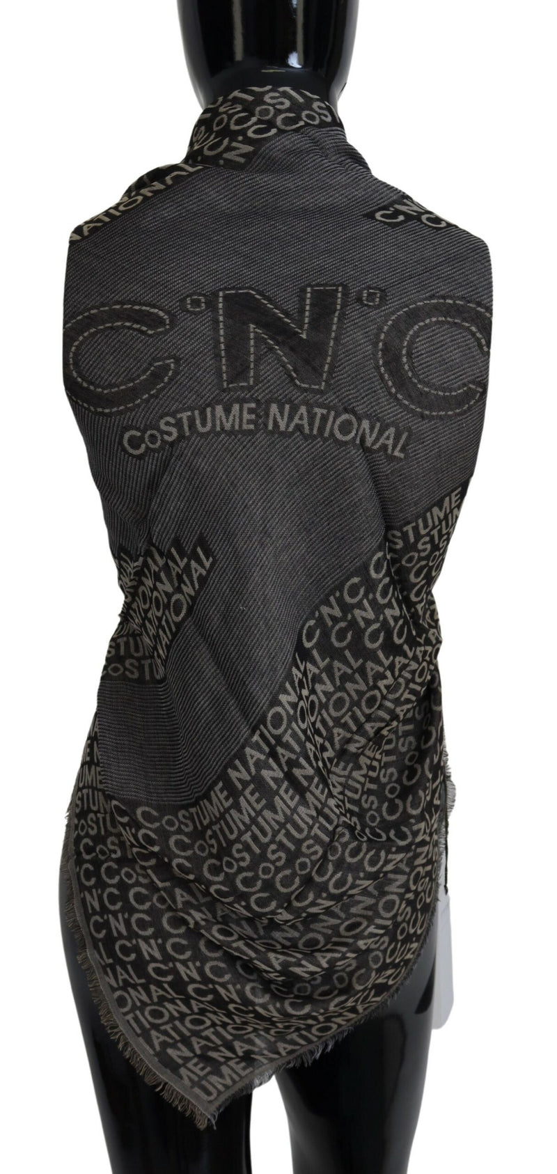 Costume National Écharpe Châle Tricot Logo Gris