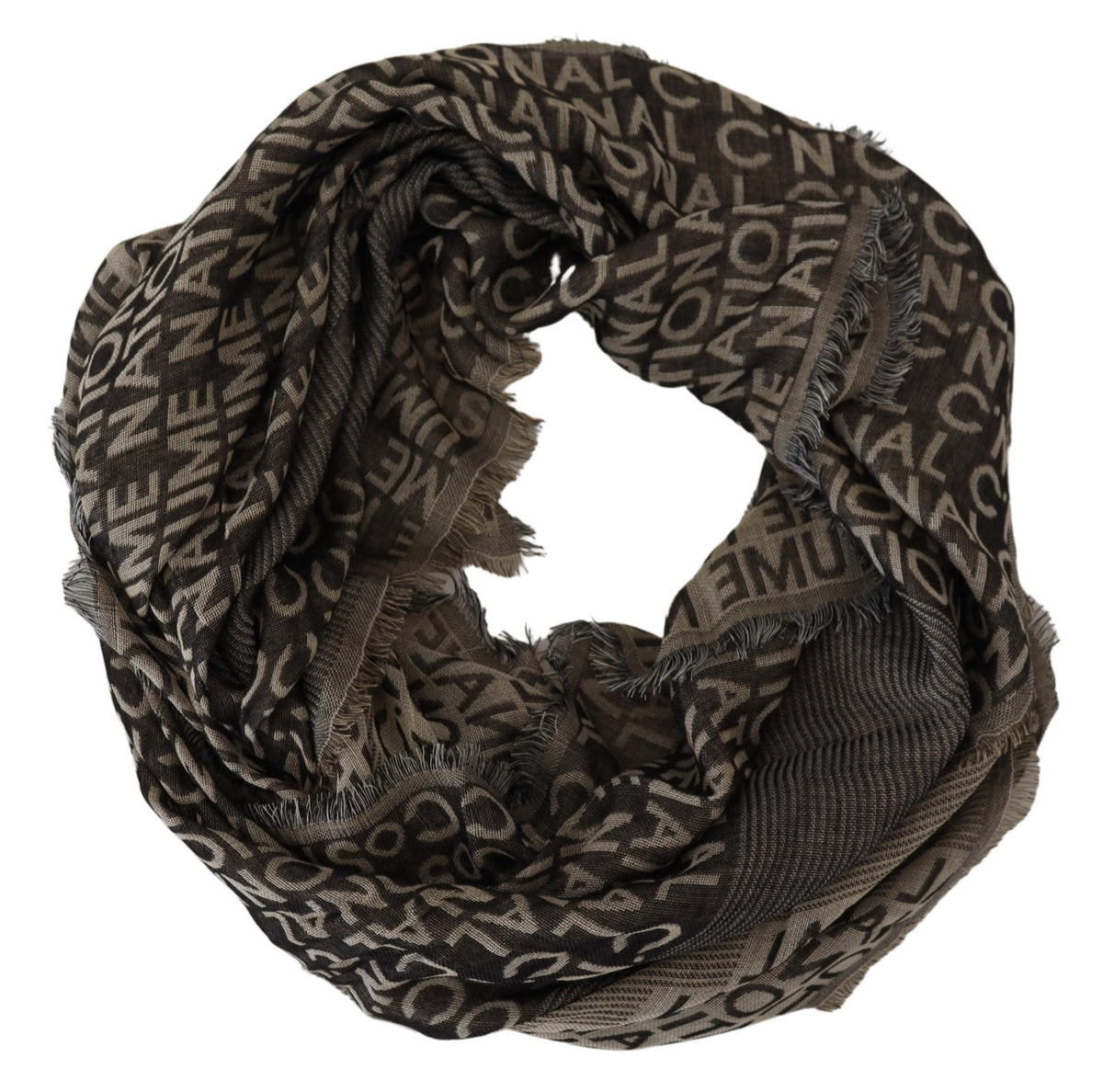 Costume National Écharpe Châle Tricot Logo Gris