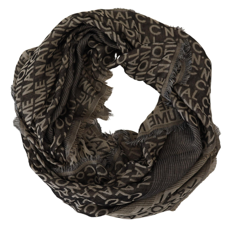 Costume National Écharpe Châle Tricot Logo Gris