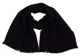 GF Ferre Écharpe en Laine Noire avec Franges