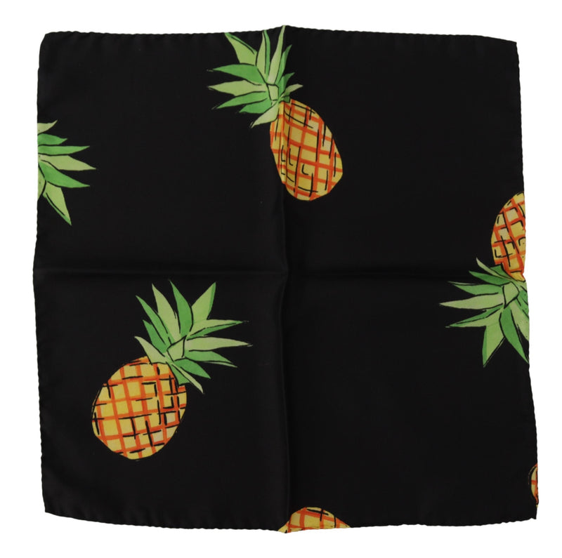Foulard carré imprimé ananas noir Dolce &amp; Gabbana