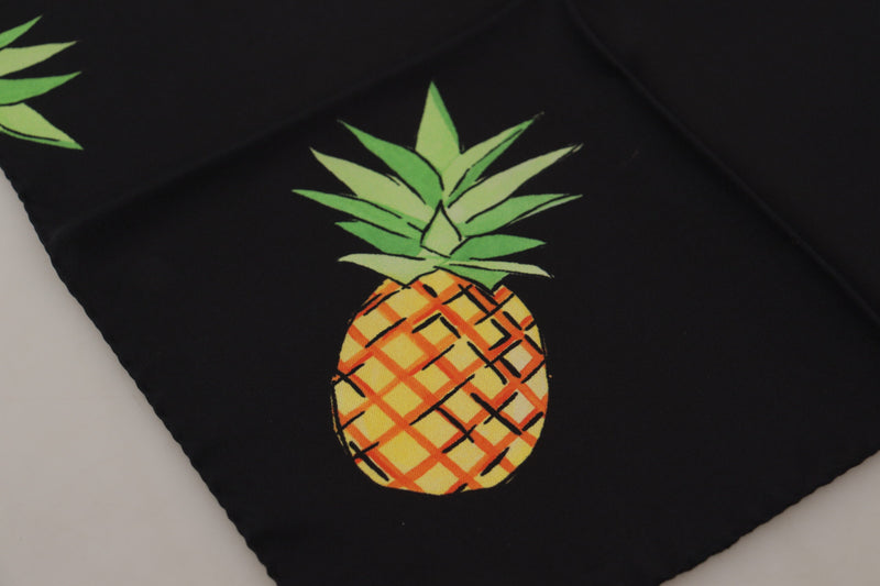 Foulard carré imprimé ananas noir Dolce &amp; Gabbana