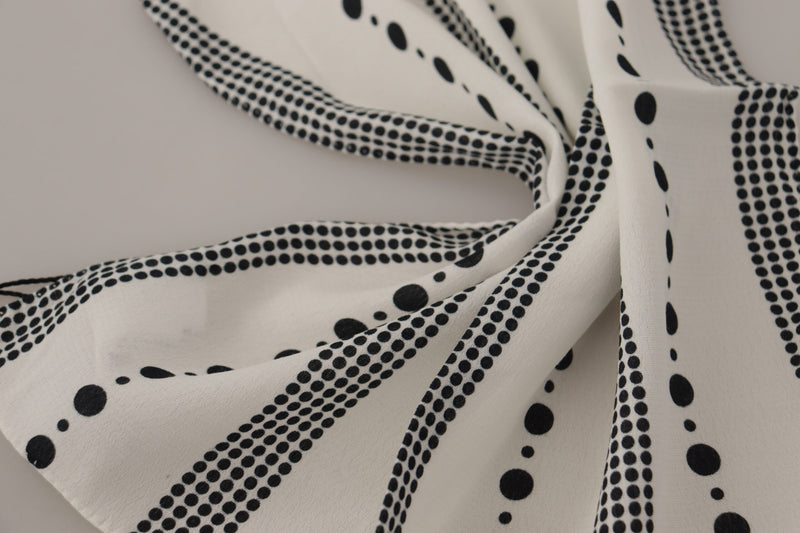 Dolce & Gabbana White Dotted Stripes Square Handkerchief Scarf